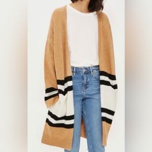 Lush Tan and Black Striped Cardigan